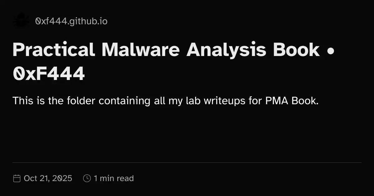 Practical Malware Analysis Book • 0xF444